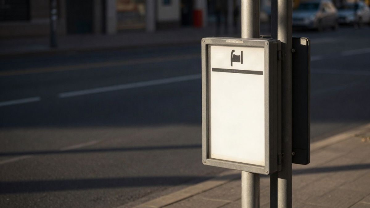 Imagen ilustrativa: detalle de una marquesina de autobús urbano con luz de tarde