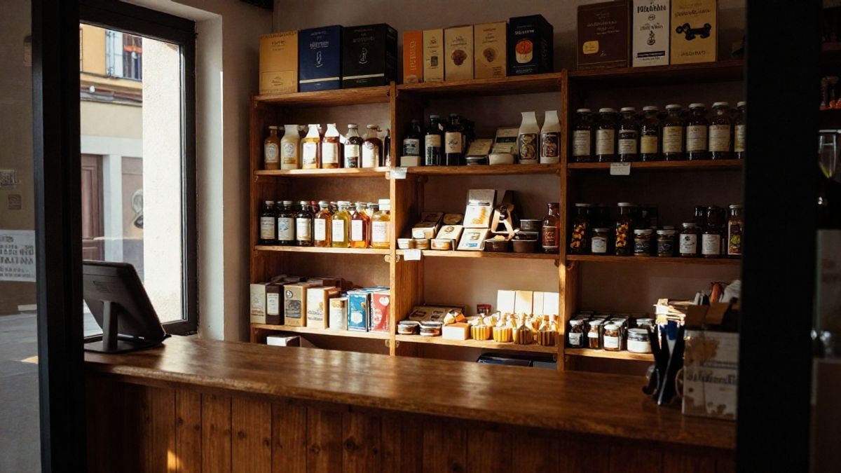 Imagen ilustrativa: interior de una pequeña tienda con luz de ventana lateral y estanterías de productos de proximidad