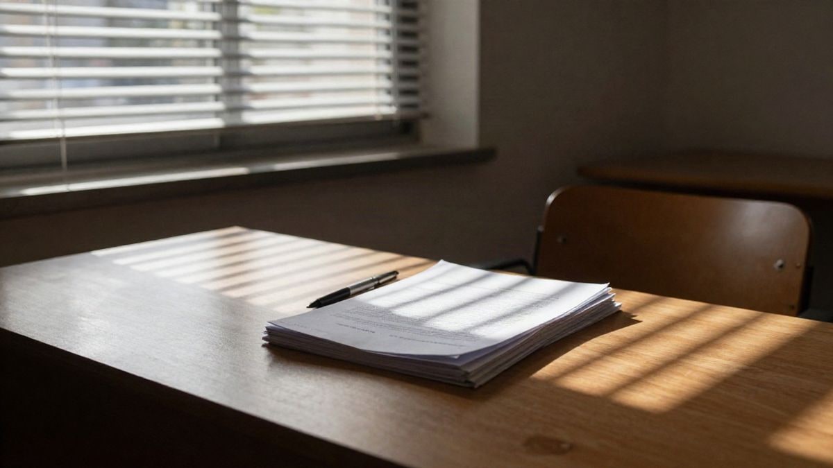 Imagen ilustrativa: interior de un despacho con documentos sobre una mesa y luz lateral de ventana