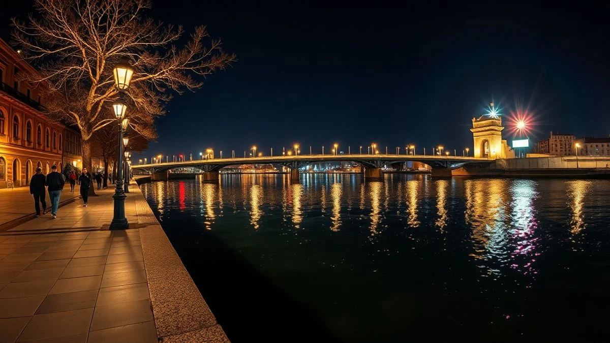 Imagen ilustrativa: fuegos artificiales reflejados en la ría durante una noche festiva en una ciudad española