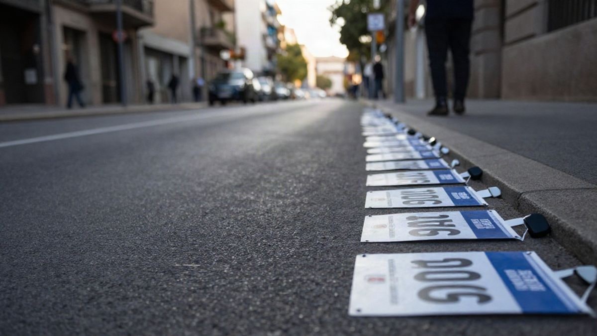 Imagen ilustrativa: calle urbana preparada para una carrera popular, con mesas de avituallamiento y luz de mañana
