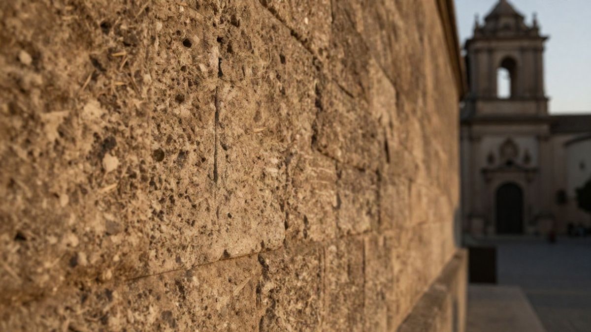 Imagen ilustrativa: detalle de un muro de piedra desgastada con luz cálida de atardecer
