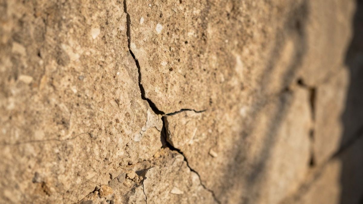 Imagen ilustrativa: primer plano de un muro de piedra agrietado iluminado por la luz baja del atardecer