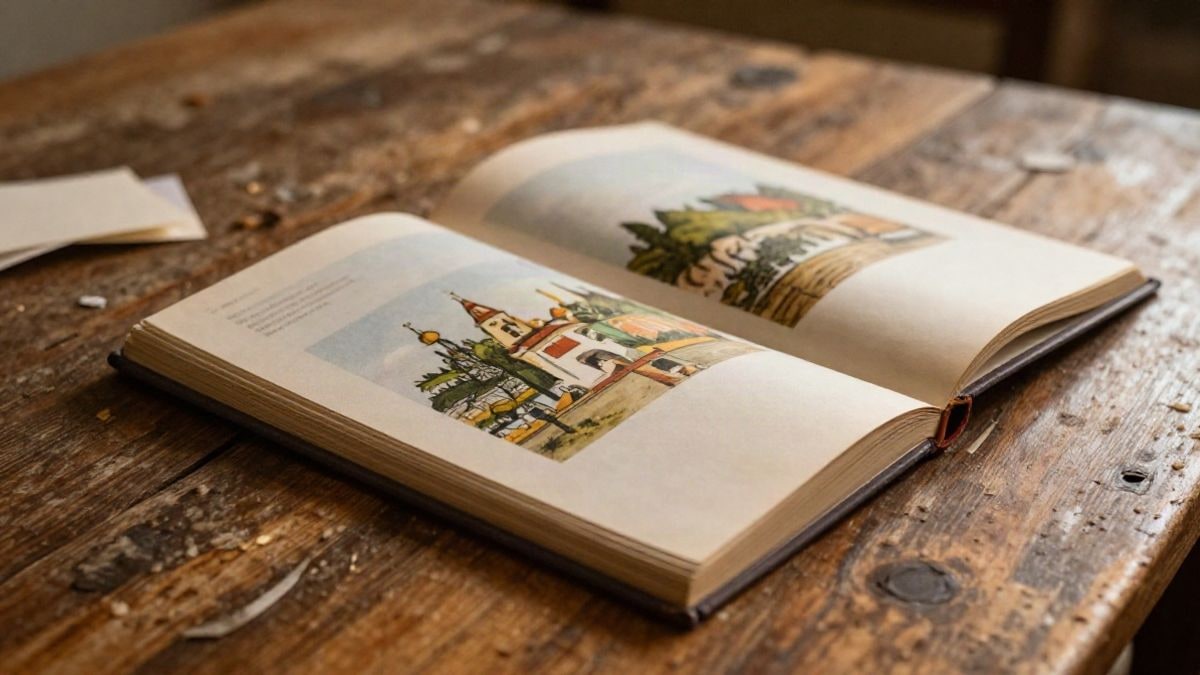 Imagen ilustrativa: un libro abierto sobre una mesa de madera con luz cálida lateral