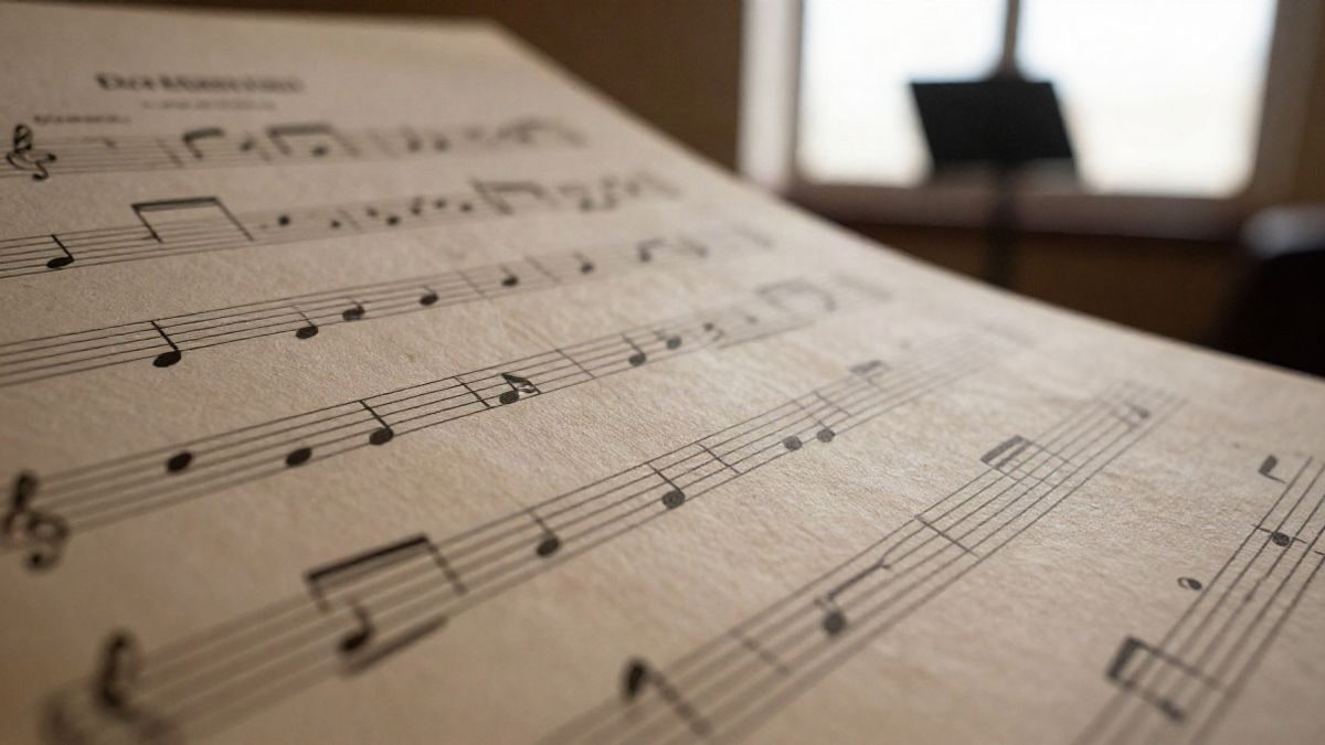 Imagen ilustrativa: primer plano de una partitura musical sobre un atril