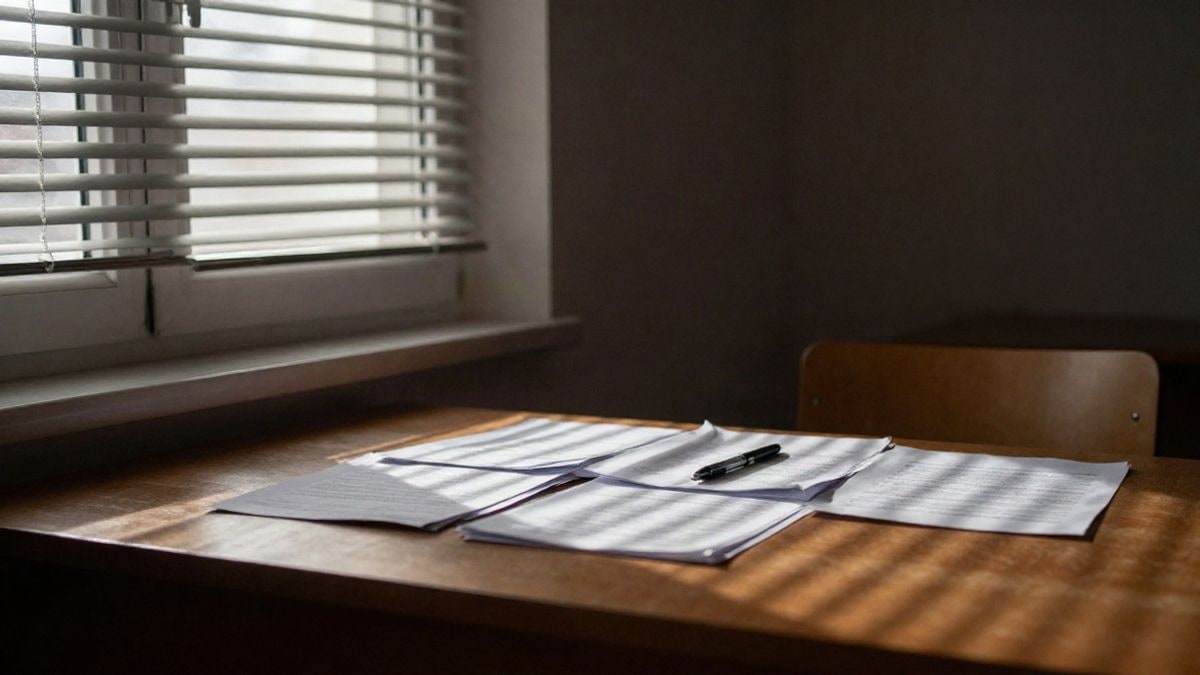 Imagen ilustrativa: interior de un despacho con luz lateral y documentos sobre una mesa
