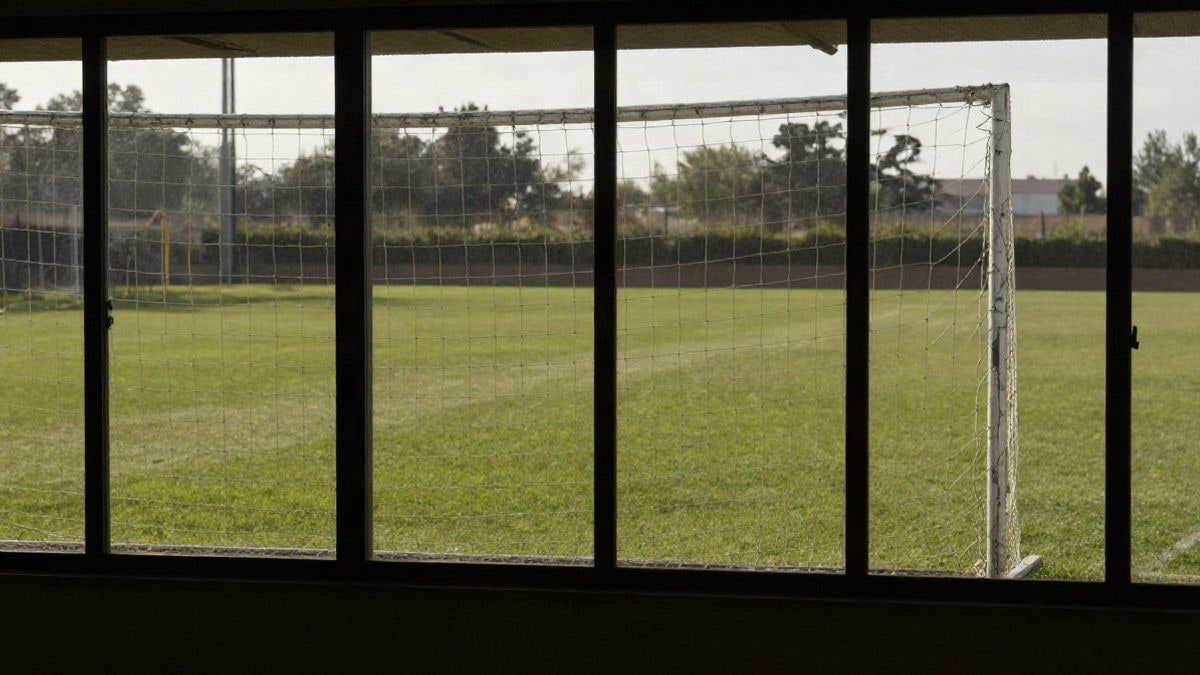 Imagen ilustrativa: portería de fútbol con la red a contraluz en un campo de hierba