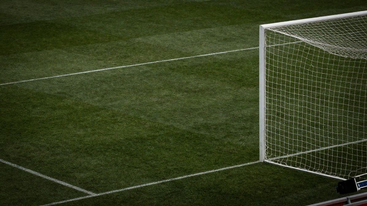 Imagen ilustrativa: vista cenital de un campo de fútbol con líneas blancas y una portería con red