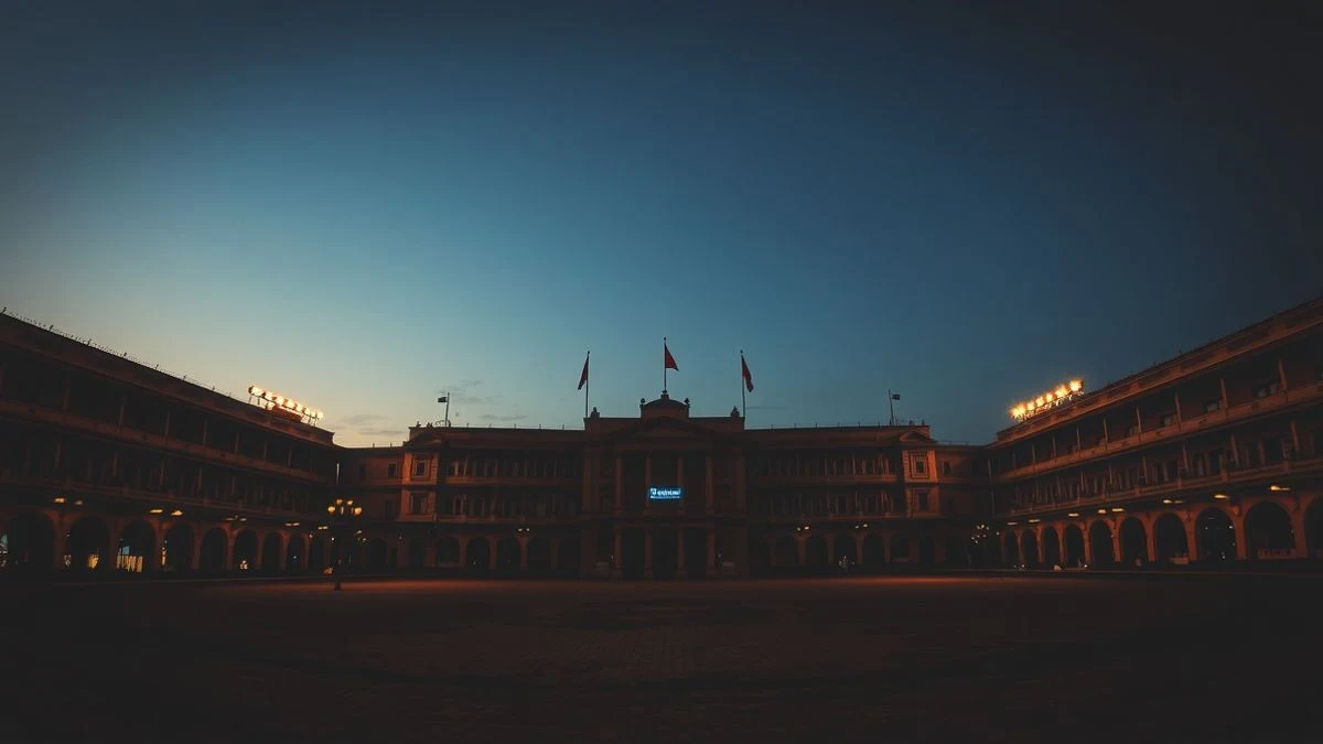 Imagen ilustrativa: una plaza de toros vacía al atardecer, con el ruedo y las gradas iluminadas por una luz dorada.
