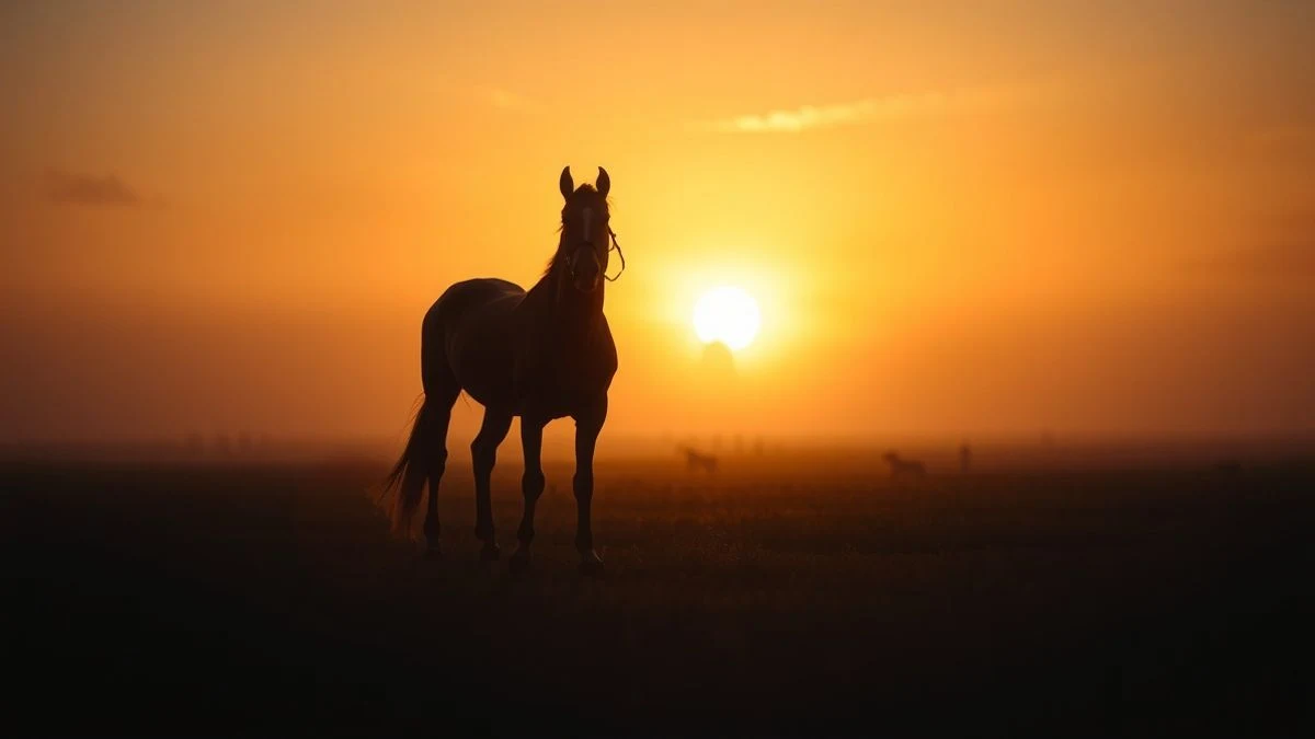 Imagen ilustrativa: un caballo solitario en un campo al atardecer, con contraluz y sombras largas.