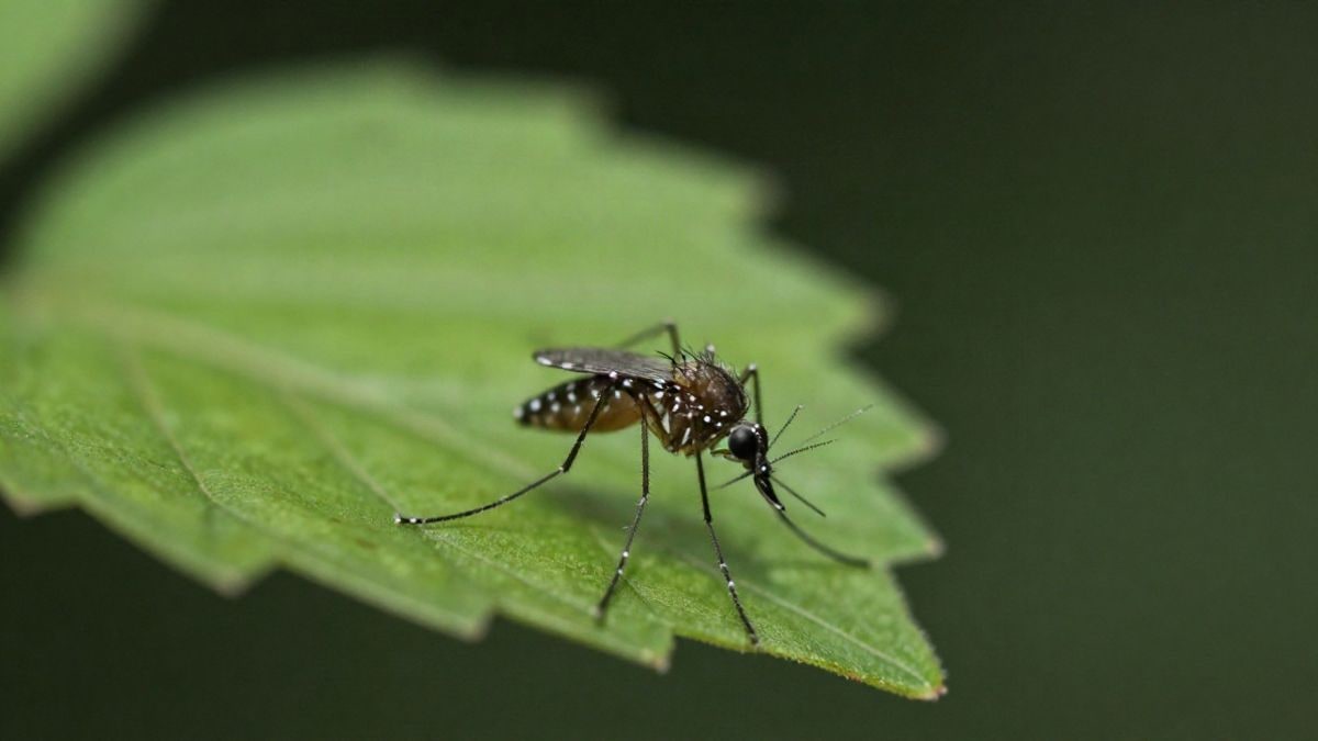 Imagen ilustrativa: un mosquito posado sobre una hoja verde en un entorno natural