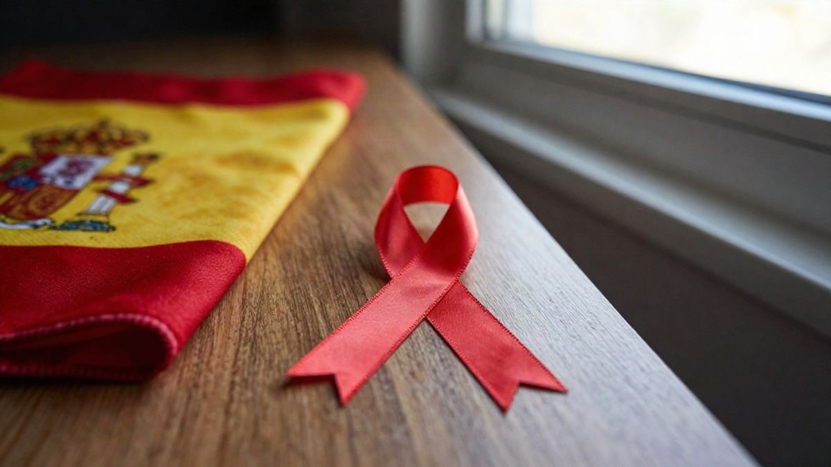Imagen ilustrativa: detalle de un lazo rojo de donación de órganos sobre una superficie de madera junto a una bufanda deportiva doblada