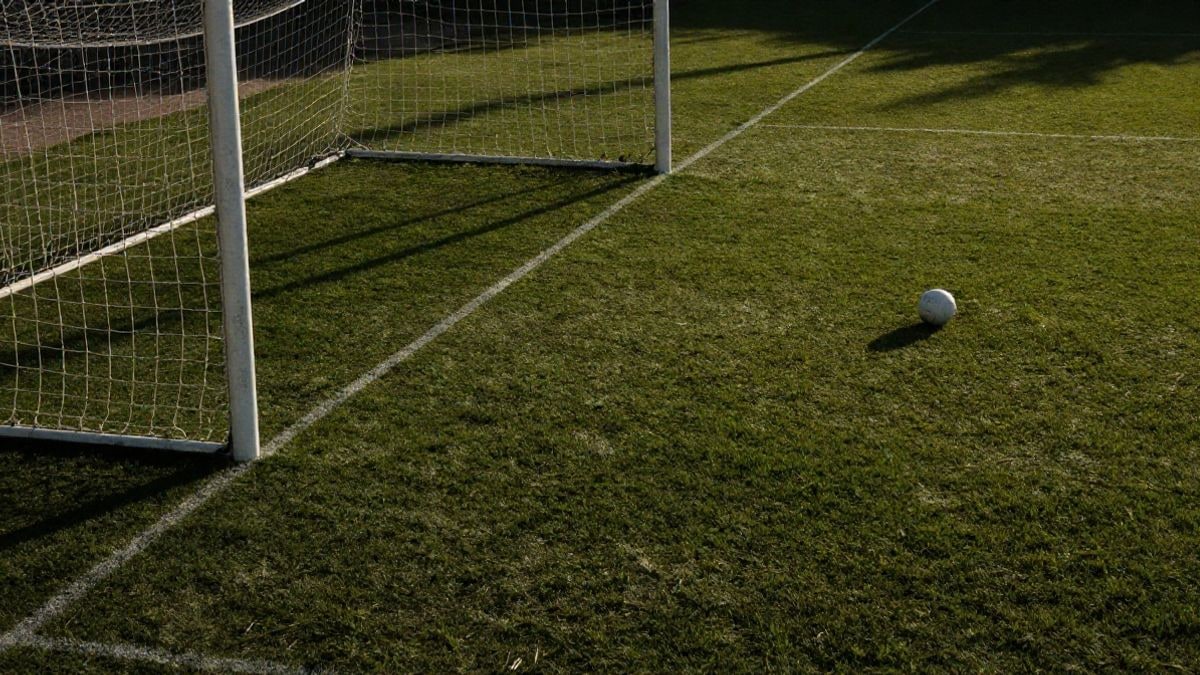 Imagen ilustrativa: vista cenital de un campo de fútbol con un balón junto al punto de penalti