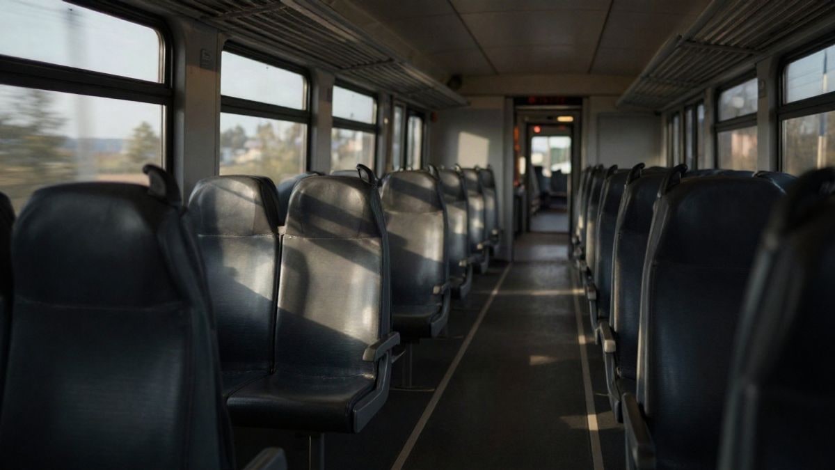 Imagen ilustrativa: interior de un vagón de tren con asientos vacíos y luz de ventana lateral