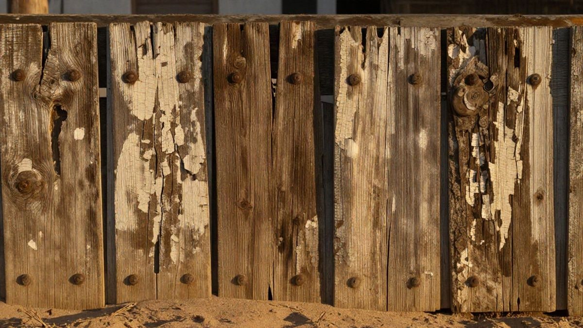 Imagen ilustrativa: detalle de tablones de madera envejecidos con herrajes de hierro bajo luz cálida de atardecer