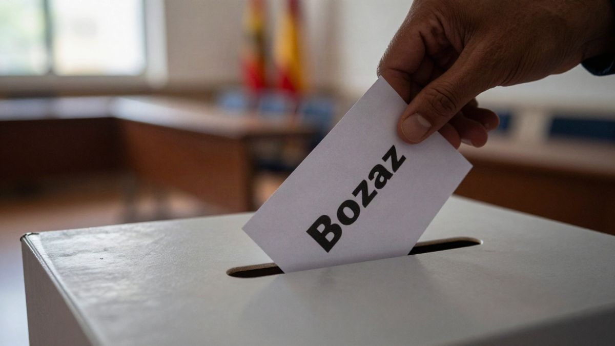 Imagen ilustrativa: una mano depositando una papeleta en una urna de votación en el interior de una sala.