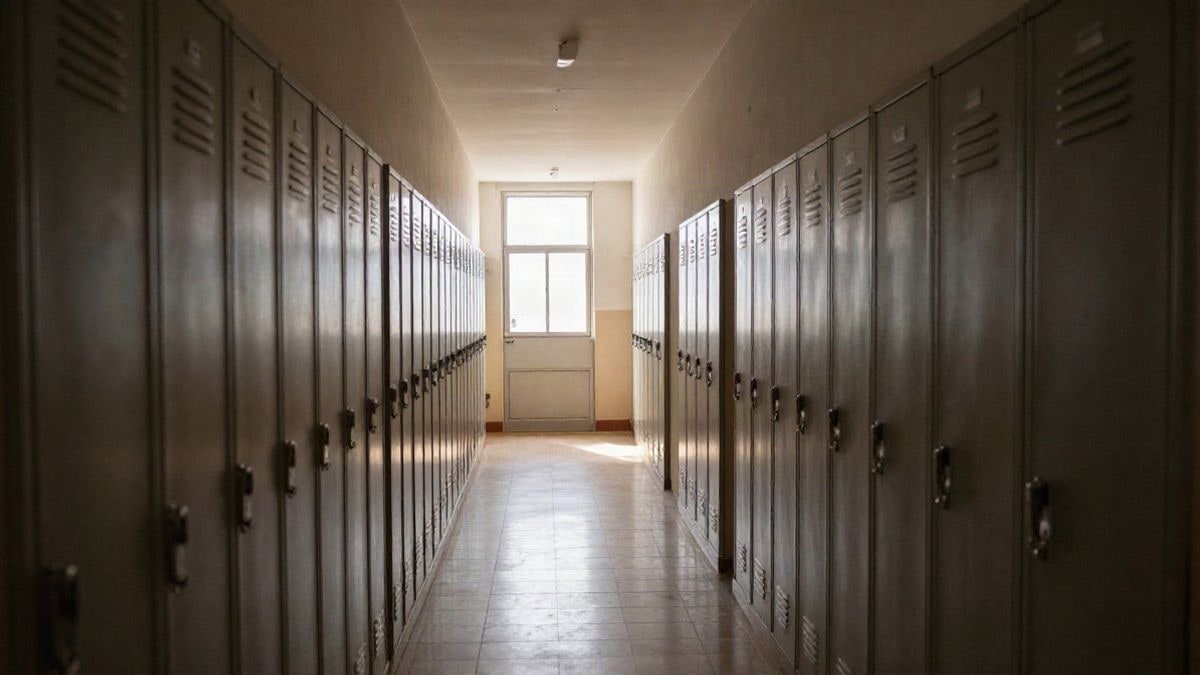 Imagen ilustrativa: pasillo de un centro escolar con taquillas y luz natural al fondo