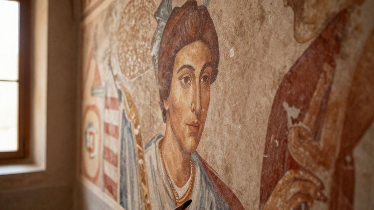 Imagen ilustrativa: detalle de un fresco mural antiguo sobre un muro de monasterio