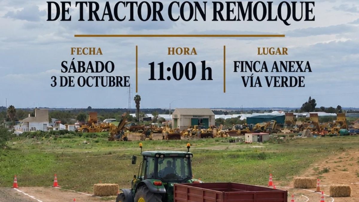 Imagen ilustrativa: un tractor con remolque en un campo de tierra al atardecer