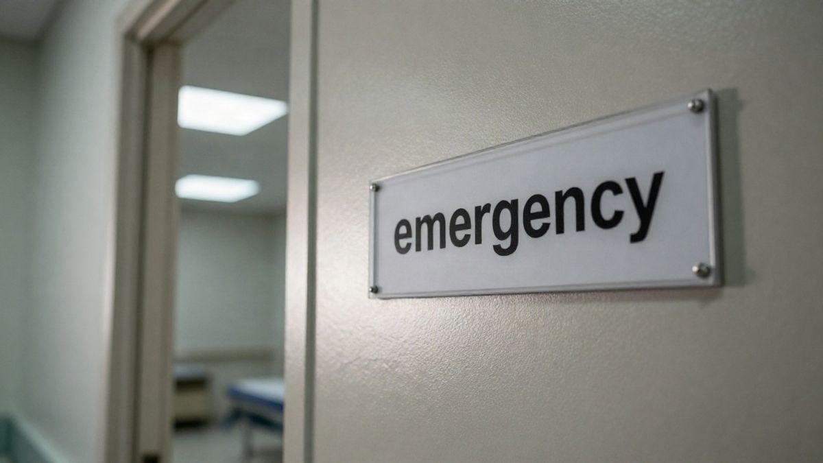 Imagen ilustrativa: la puerta de una consulta médica con luz de pasillo, sin personas visibles.