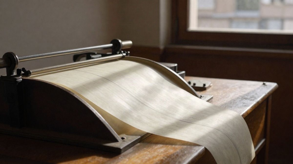 Imagen ilustrativa: sismógrafo antiguo con registro en papel sobre una mesa de madera junto a una ventana