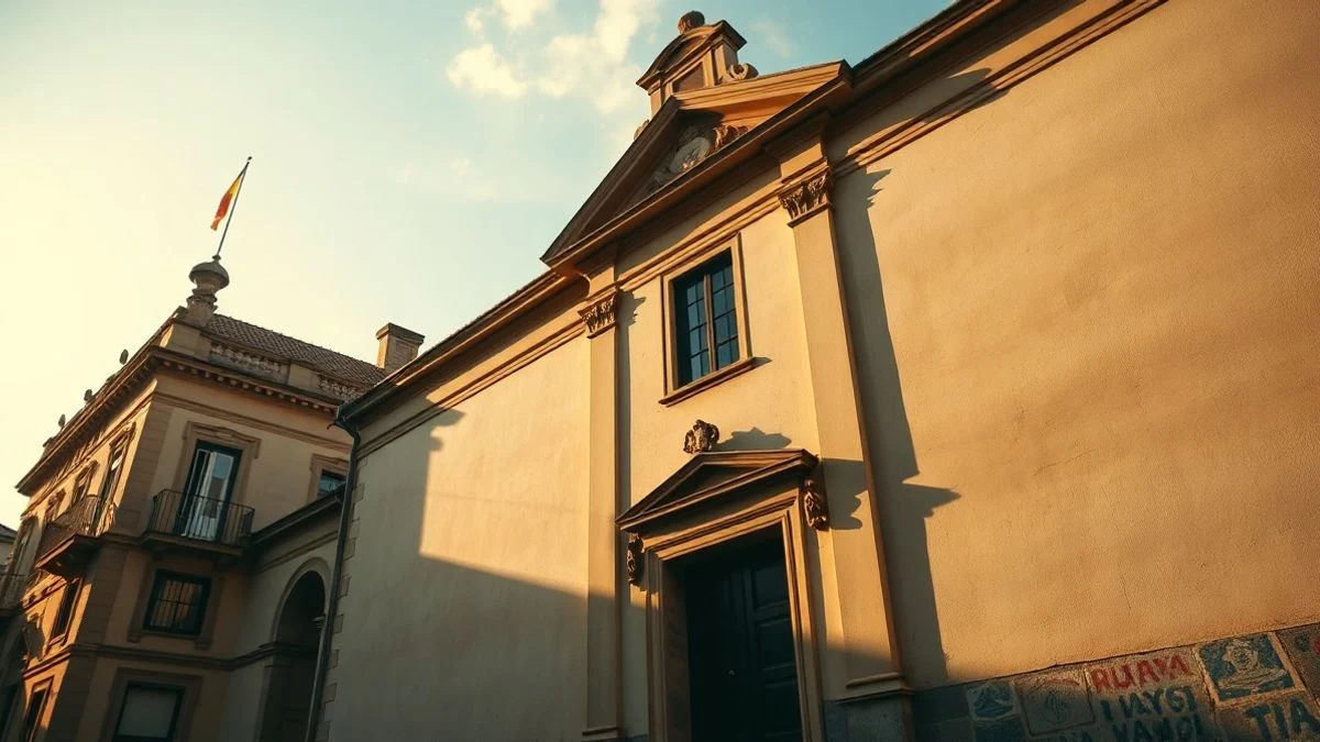 Imagen ilustrativa: fachada de un edificio consistorial con cielo despejado de fondo, iluminado por la luz del atardecer.