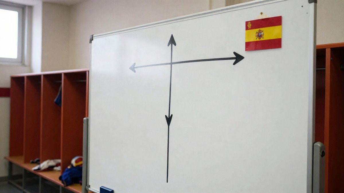 Imagen ilustrativa: una pizarra táctica con imanes y flechas en un vestuario