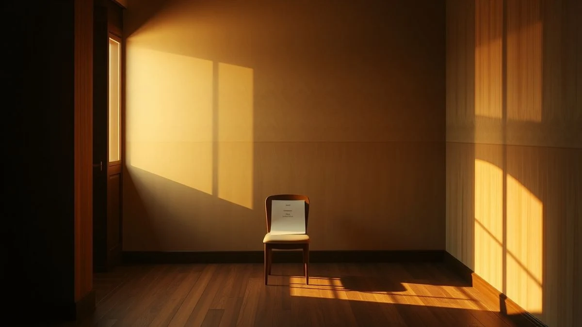 Imagen ilustrativa: un escenario vacío con una silla y un guion iluminado por la luz de una ventana lateral.