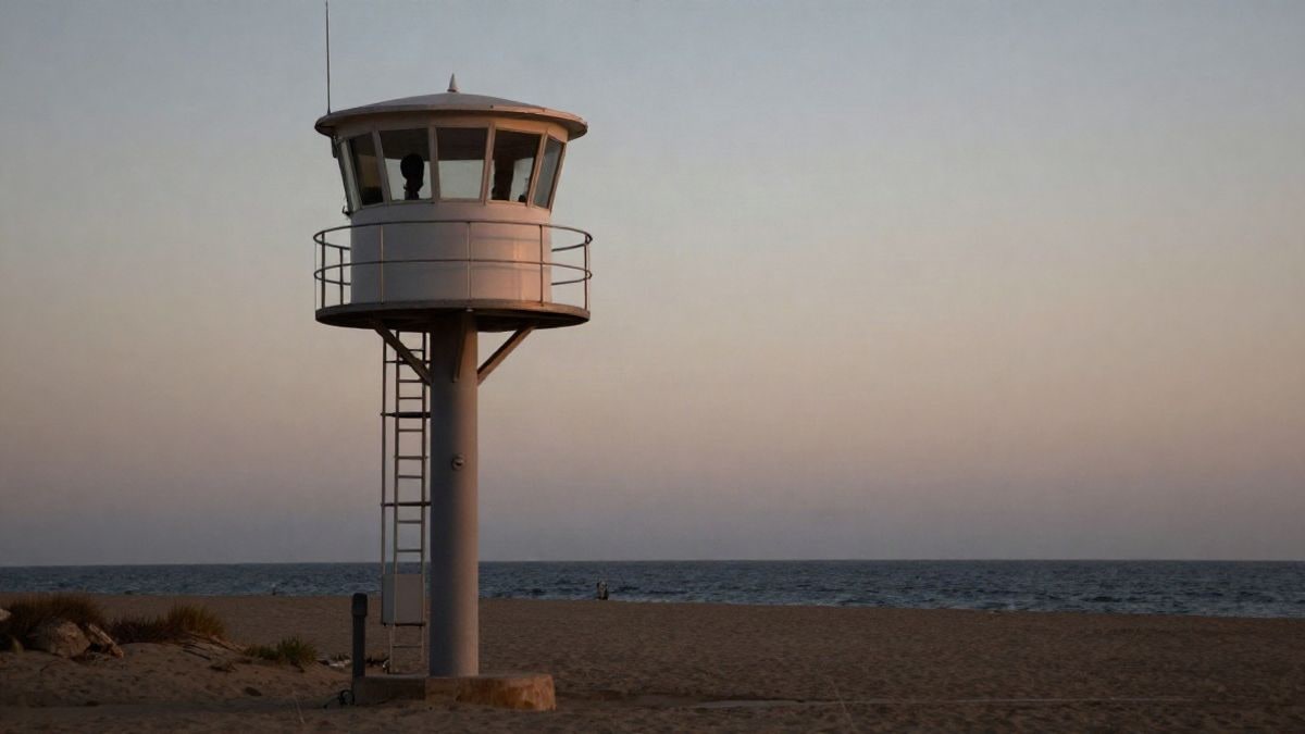 Imagen ilustrativa: torre de vigilancia costera al atardecer junto al mar