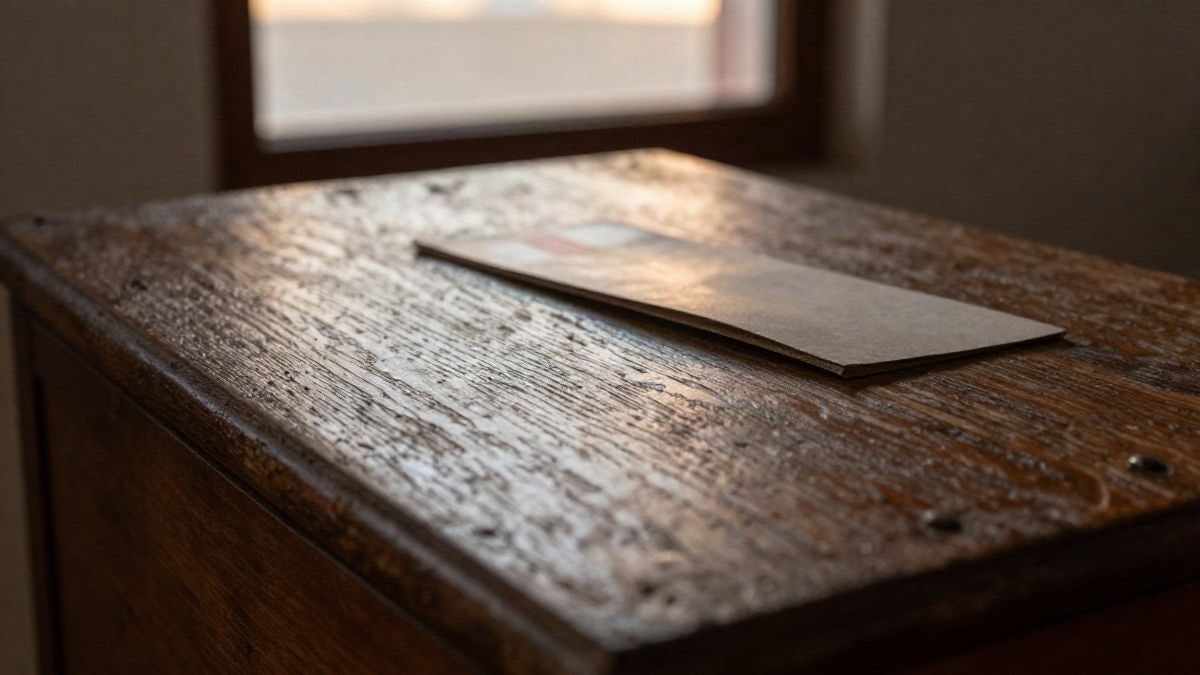 Imagen ilustrativa: detalle de la textura de una madera envejecida iluminada por luz cálida al atardecer