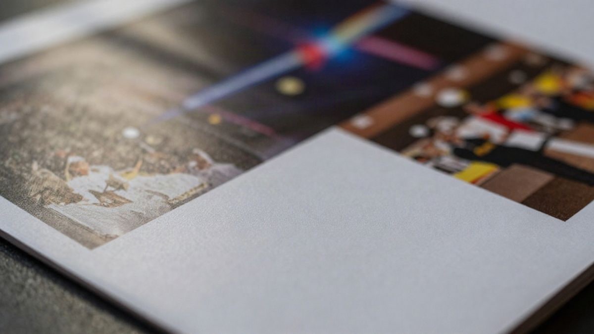 Imagen ilustrativa: primer plano de un programa cultural impreso con luces de escenario desenfocadas al fondo