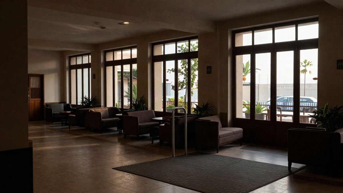 Imagen ilustrativa: interior de un hotel con luz lateral y espacios accesibles
