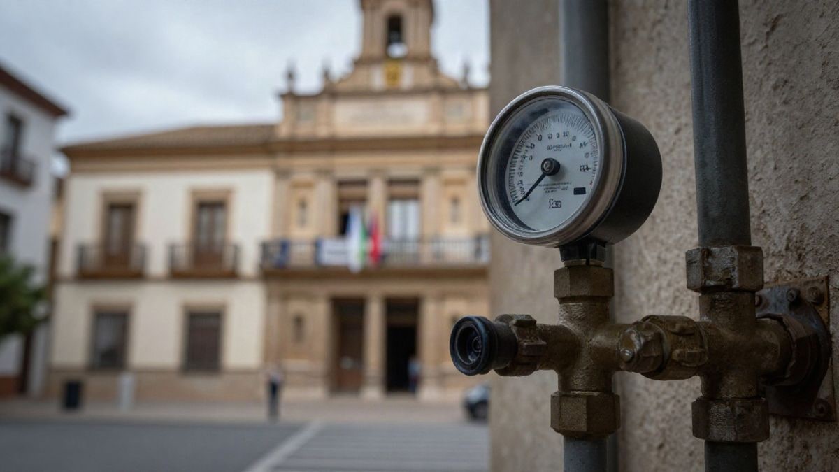 Imagen ilustrativa: detalle de un contador de agua y tuberías en una sala de instalaciones