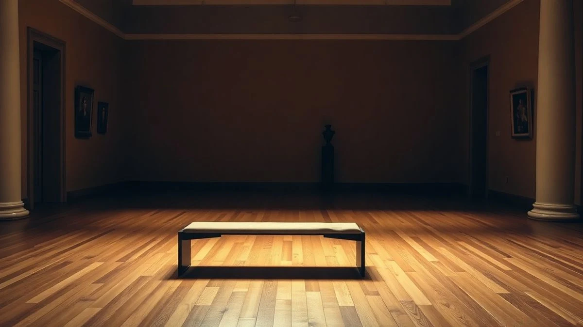 Interior de sala de museo con retratos fotográficos en blanco y negro colgados en la pared