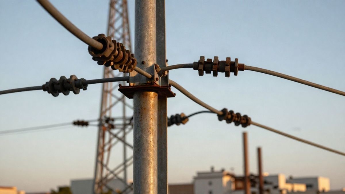 Imagen ilustrativa: detalle de cables y estructura metálica de una torre eléctrica