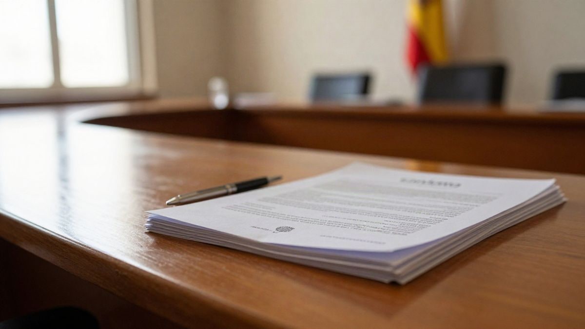 Imagen ilustrativa: primer plano de documentos oficiales y un bolígrafo sobre una mesa de reuniones