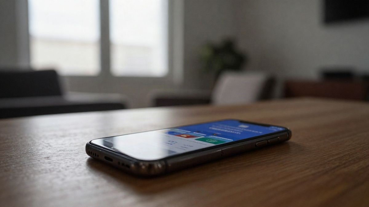 Imagen ilustrativa: un teléfono móvil sobre una mesa con una aplicación bancaria abierta
