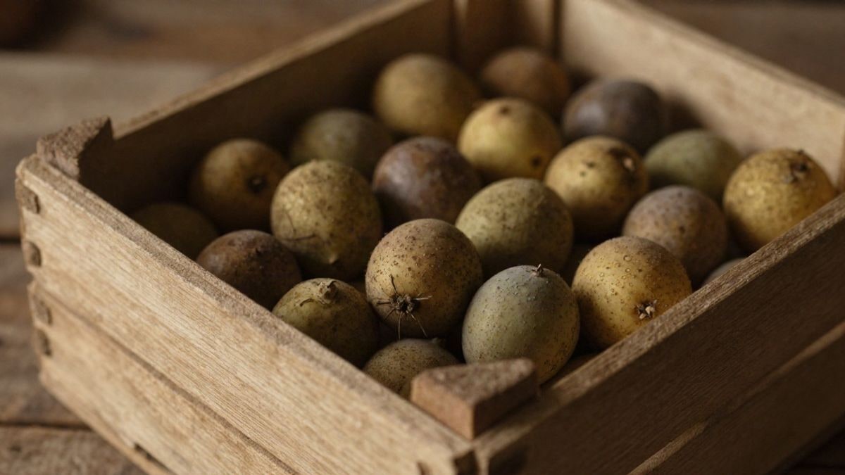 Imagen ilustrativa: caja de madera con frutos rojos maduros sobre una mesa rústica al atardecer