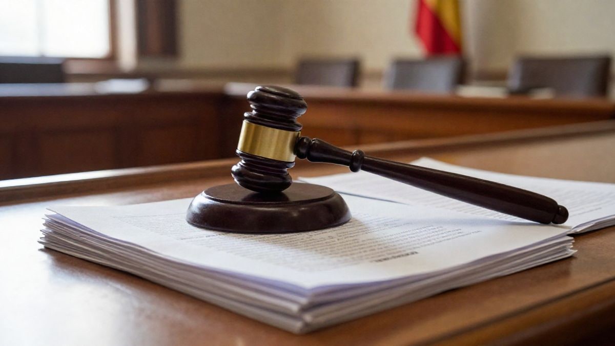 Imagen ilustrativa: un mazo de madera sobre documentos oficiales en una mesa de sala de plenos