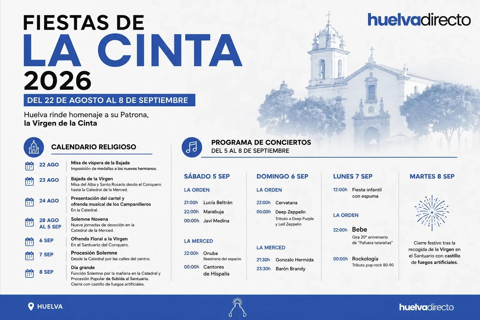 Cartel realizado por Huelva Directo para las fiestas de La Cinta 2026.